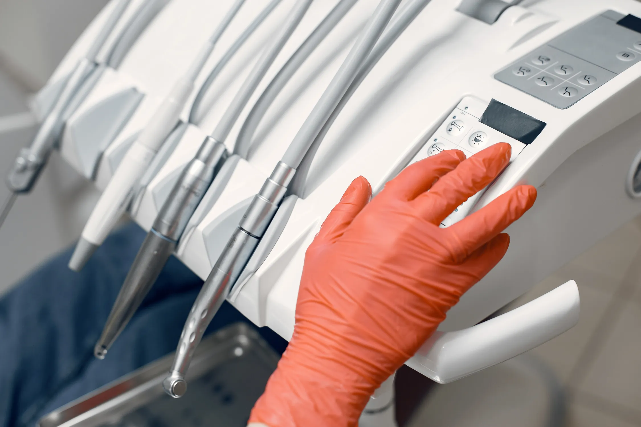 4 Step Sterilization Dentist Takes Instruments Doctor Protective Gloves Medic Uses Device